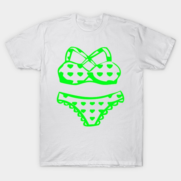 The cute kawaii Bikini swimsuit design in GREEN - swimsuit design T-Shirt by iskybibblle